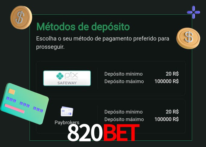 O cassino 820Bet oferece uma grande variedade de métodos de pagamento